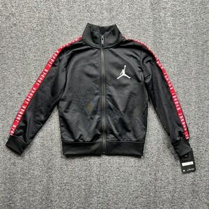 Jordan Track Jacket Boys 5 Black Red Logo Tape Full Zip 85A449-023